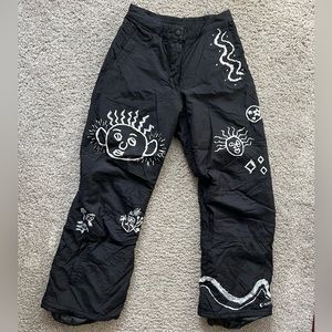 quirky handmade black snow pants 🤍size small/medium